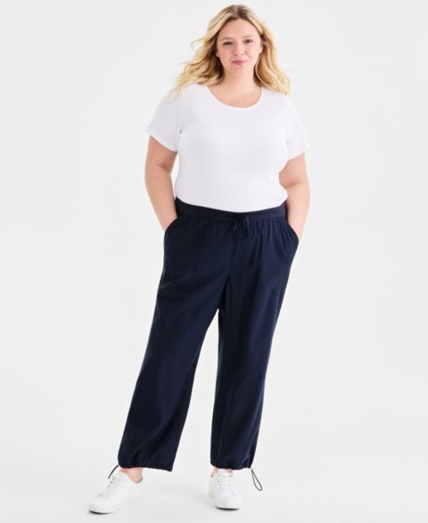 Женские брюки Style & Co Plus Size Drapey Bungee Wide-Leg, цвет: Синий