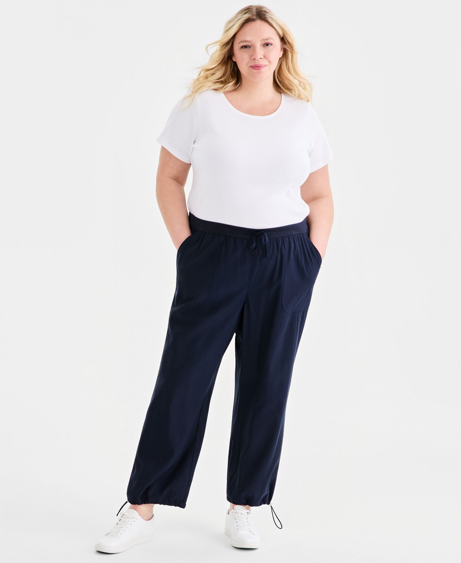 Plus Size Drapey Bungee Wide-Leg Pants