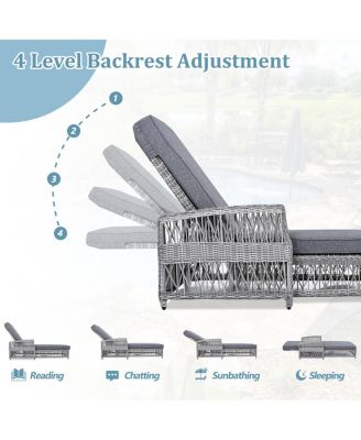 Outdoor Long Reclining Chaise Lounge with Armrests