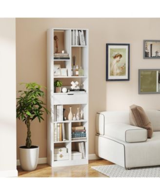 7-tier Bookshelf with Drawer 180cm Floor Standing Display Rack Storage Shelf.