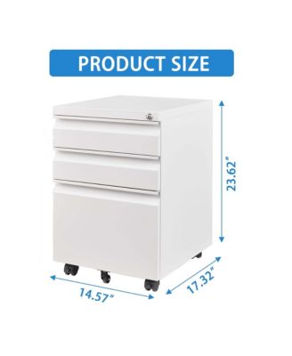 3 Drawer Mobile File Cabinet with Lock, Metal Filing Cabinets for Home Office Organizer, Fit A4/Letter/Legal