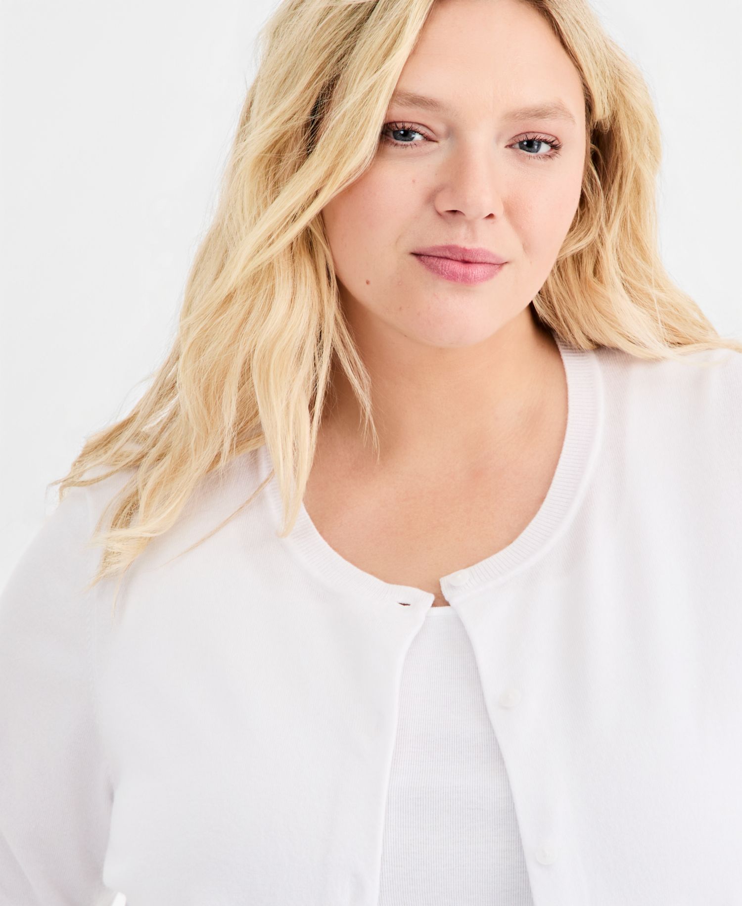 Plus Size Button-Down Long-Sleeve Cardigan