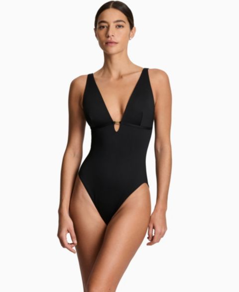 Женские купальники Lauren Ralph Lauren Women's Tall Triangle One-Piece Swimsuit