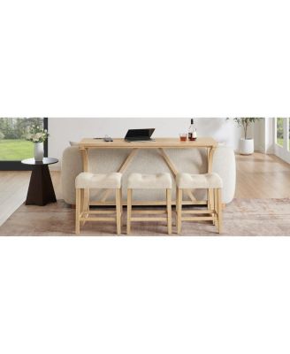 59" Bar Table Set with 3 Stools & Power Outlet