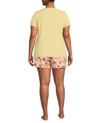 Plus Size Knit 2 Piece Pajama Set - Short Sleeve Top and Shorts