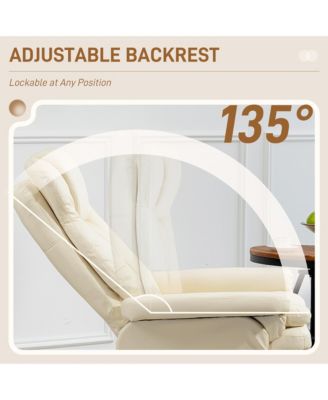 Swivel PU Leather Recliner and Ottoman with Adjustable Backrest