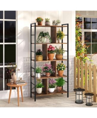 5-tier Bookcase 61 Inch Tall Industrial Bookshelf with Metal Frame