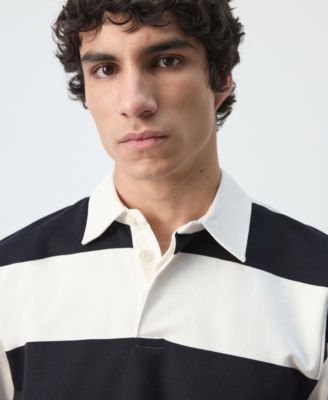 Men's Cotton Striped Polo Sweatshirt