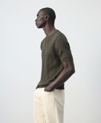 Men's Cotton Cable-Knit T-Shirt