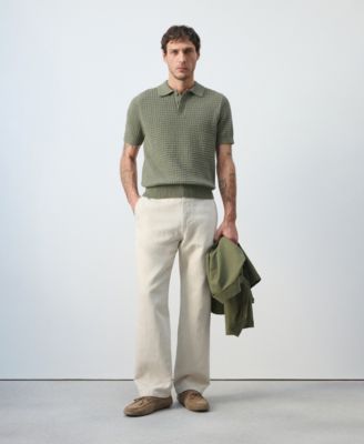 Men's Waffle Knit Polo Shirt