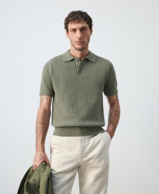 Men's Waffle Knit Polo Shirt