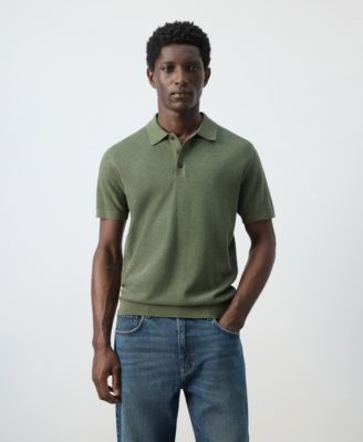 Men's Microstructure Fine-Knit Polo Shirt