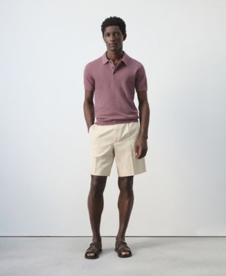 Men's Microstructure Fine-Knit Polo Shirt