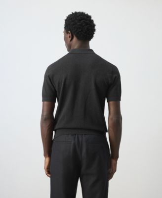 Men's Microstructure Fine-Knit Polo Shirt
