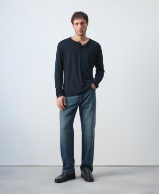 Men's Henley Linen-Blend T-Shirt