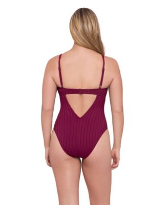 Women's Sculpting Wide Rib Scoop Neck Underwire One-Piece Swimsuit