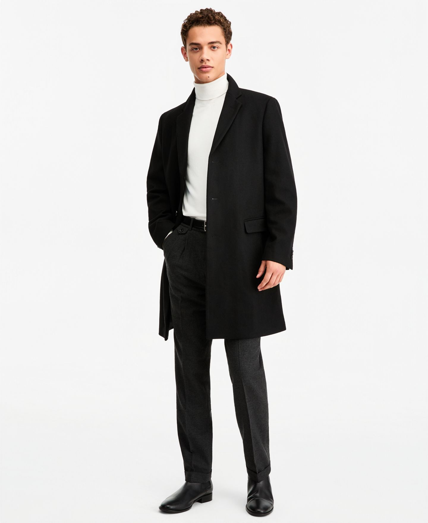 Мужское пальто Nautica Classic-Fit Batten Overcoat, цвет: Чёрный — фото 4