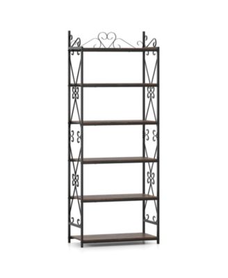 6-Tier Bookshelf Industrial Bookcase with 2 Anti-Tipping Kits and Metal Frame