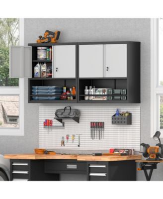 Metal Adjustable 2 Doors Metal Kitchen Pantry Cabinet With Adjustable Shelves