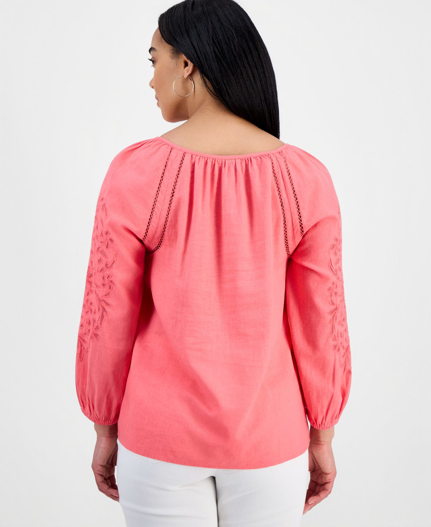 Women's Linen Blend Embroidery Top