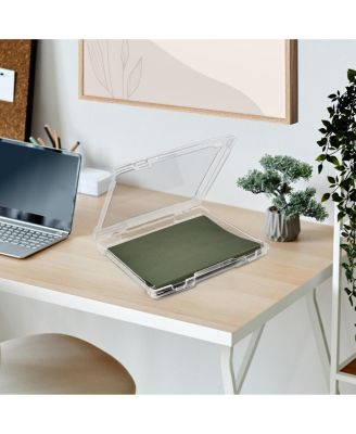 Single-Piece Thin Hanging File Organizer Bin Clear Plastic Stackable for Document Storage