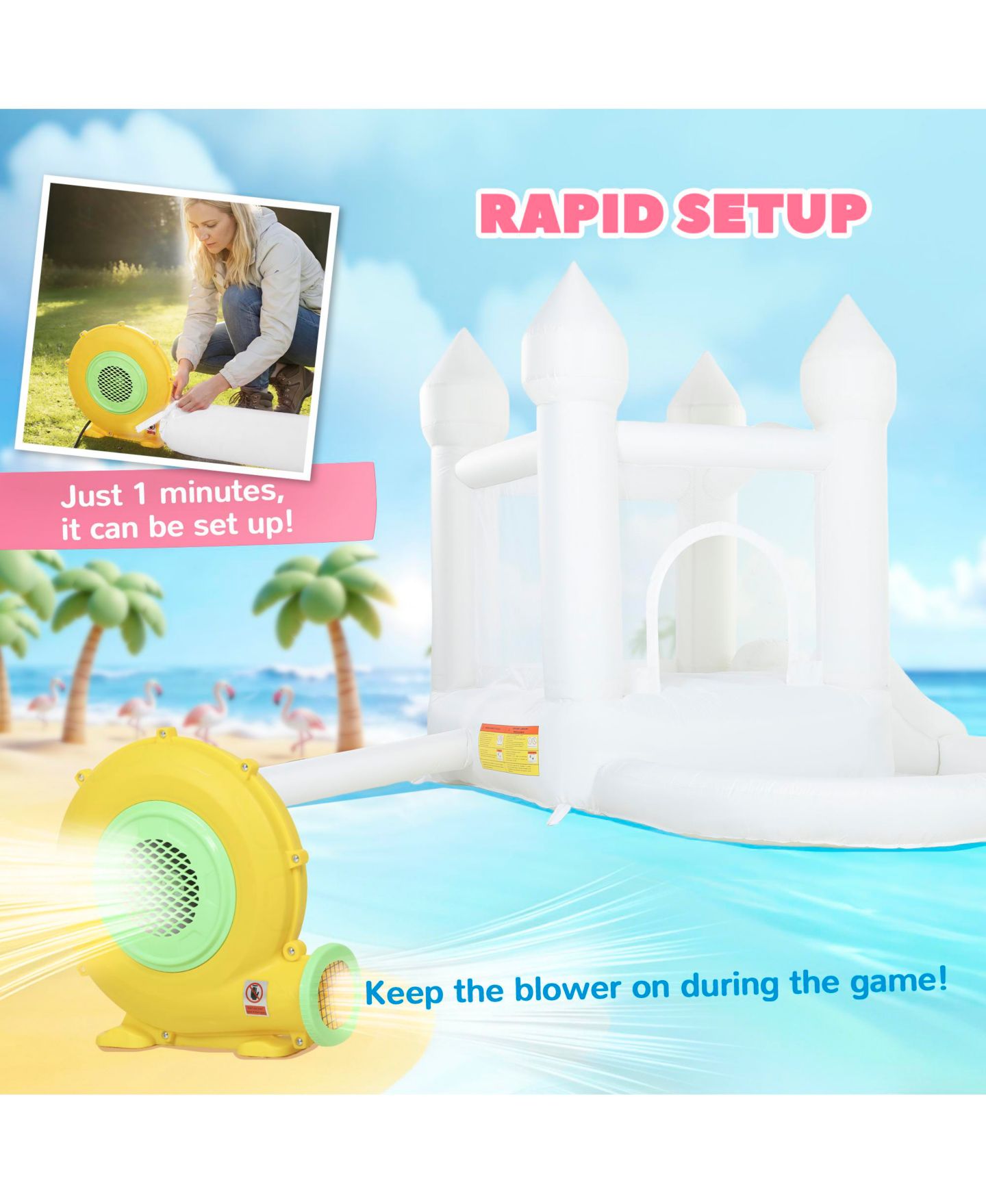 Детская игрушка Qaba 3-in-1 Inflatable Bounce House with Slide and Ball Pit, цвет: Белый — фото 6