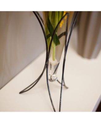 Clear Amphora Vase on Half Moon Metal Stand