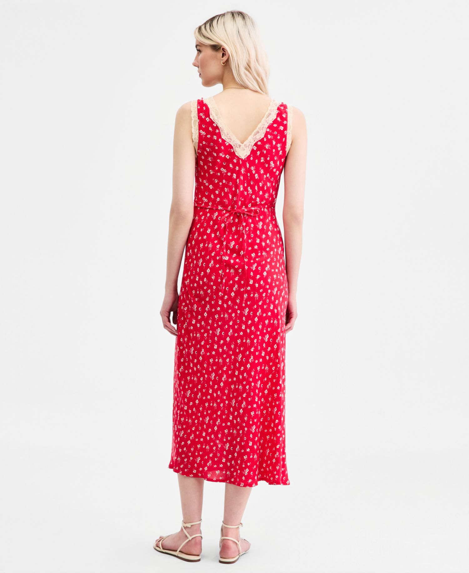 Women's Simone Printed Lace-Trim Midi Dress