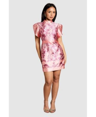 Women's Floral Tulip Sleeve Mini Dress