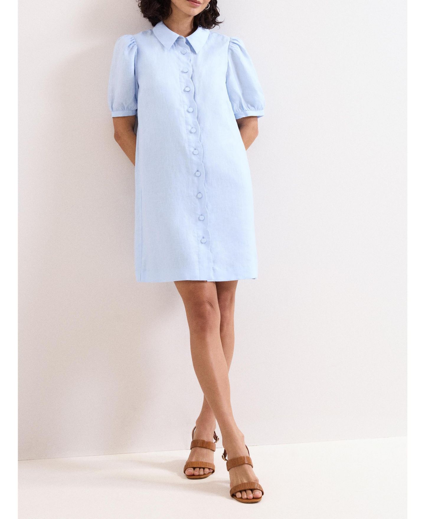 Женское платье Phase Eight Candice Linen, цвет: Бледный синий — фото 7