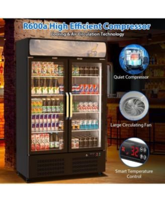 Commercial Refrigerators, 25.3 Cu.Ft. Upright Display Fridge, Beverage Cooler with LED Light, Adjustable Shelves