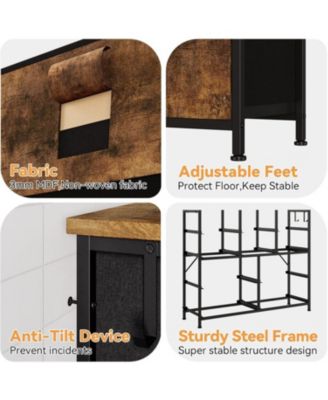 10 Drawers Fabric Storage Drawer, Dressers & Chest of Drawers with Side Pockets, Hooks, Wood Tabletop for Closet, Living Room