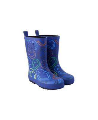 Little Boys Rain Boots in Rubber Smiley Print - Toddler|Child