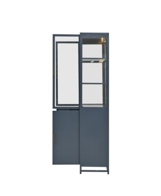 76.75" Tall Display Cabinet with Glass Doors and LED Lights