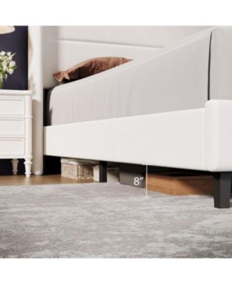 Queen Velvet Bed Frame with Wingback Headboard, Upholstered Platform Bed with Wood Slats, No Box Spring Needed