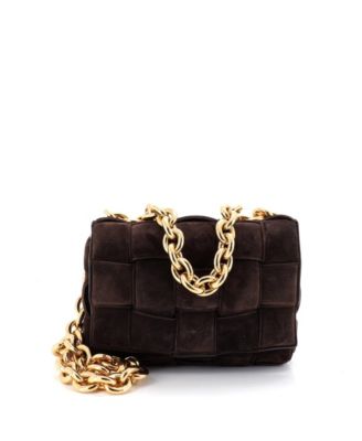 Cassette Chain Crossbody Bag Padded Maxi Intrecciato Suede