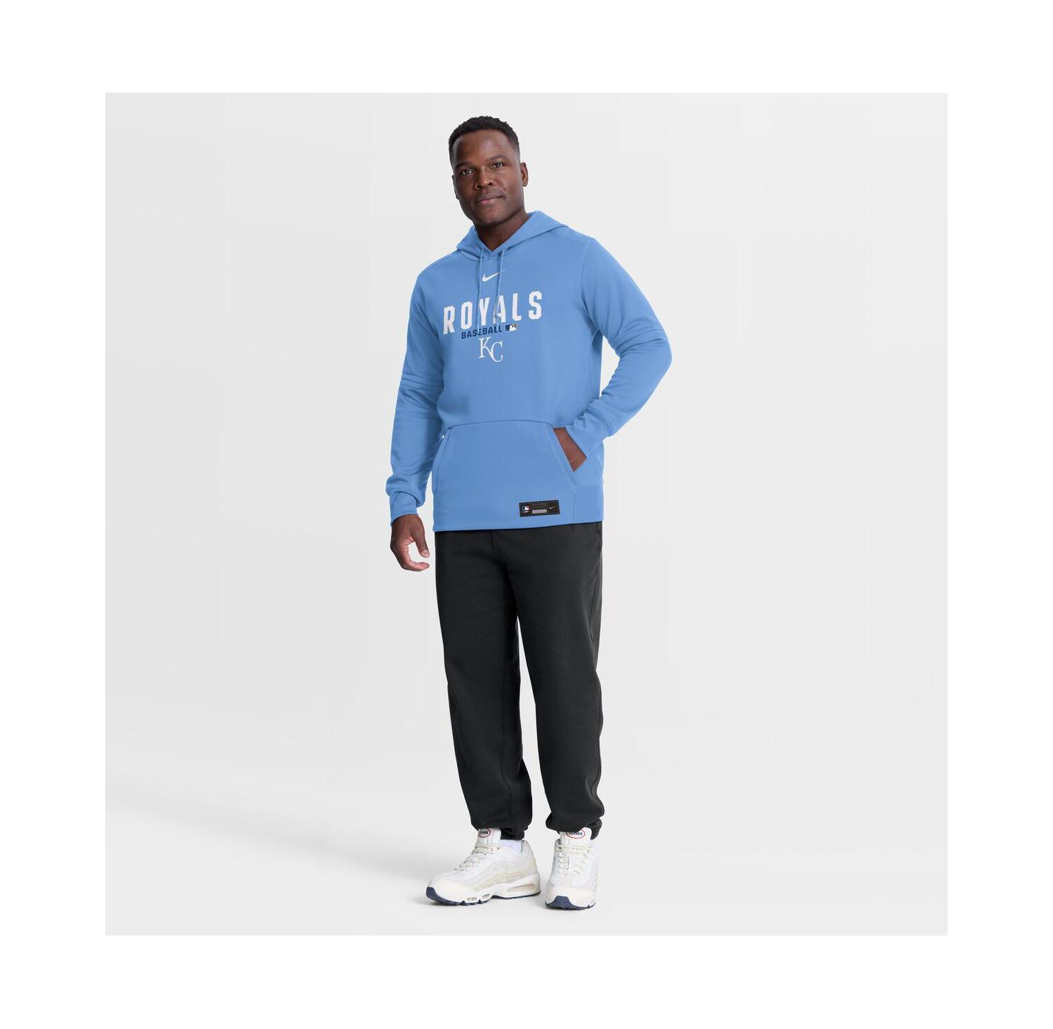 Men's Light Blue Kansas City Royals Authentic Collection Therma-FIT Hoodie