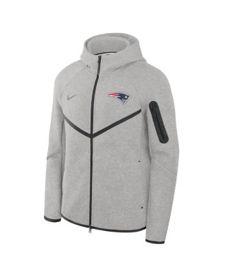 Men's Heather Gray New England Patriots Tech Fleece Raglan Full-Zip Wind Runner Hoodie