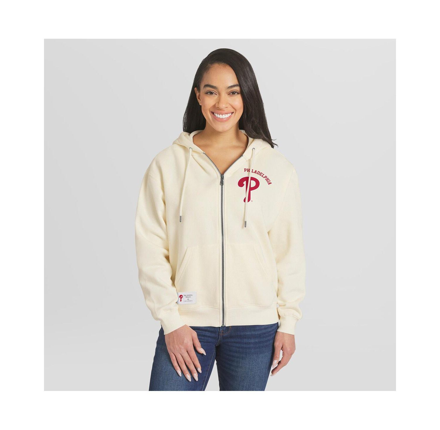 Women's Cream Philadelphia Phillies Full-Zip Hoodie