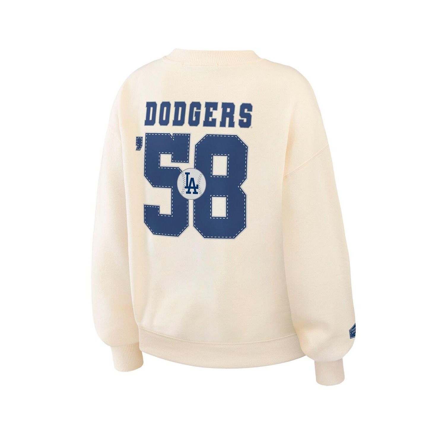 Women's Cream Los Angeles Dodgers Heavyweight Crew Neck Sweatshirt