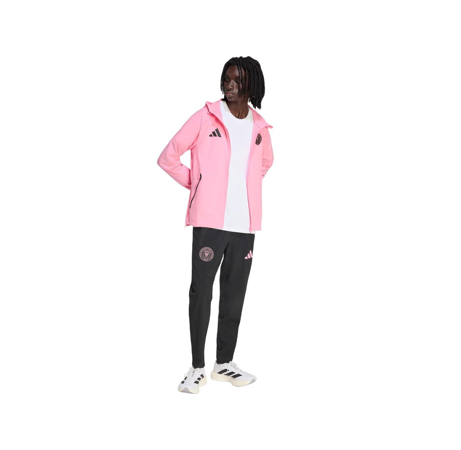 Men's Light Pink Inter Miami CF Tiro Travel Full-Zip Hooded Windbreaker Jacket