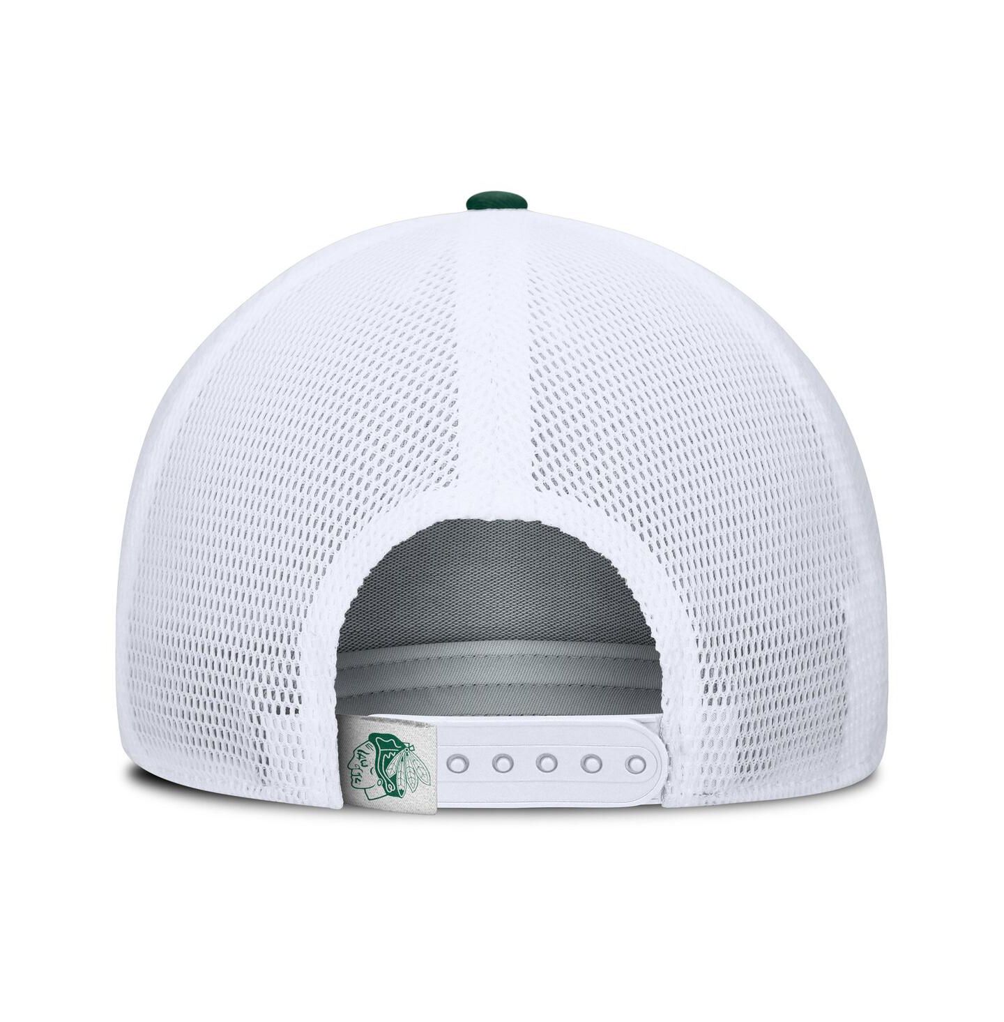 Мужская кепка Fanatics Green/White Chicago Blackhawks Bermuda A-Frame Adjustable Hat — фото 2