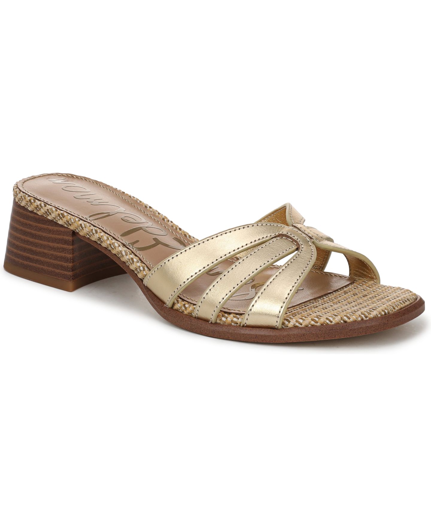 Женские сандалии Sam Edelman Farrin Slide, цвет: Янтарный золотой кожаный — фото 1