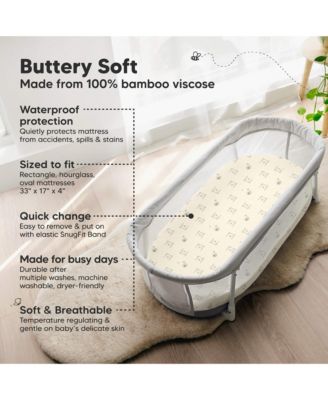 2-Pack Isla Waterproof Bassinet Sheets for Boy, Girl, Baby Fitted Bassinet Mattress Protector Cover