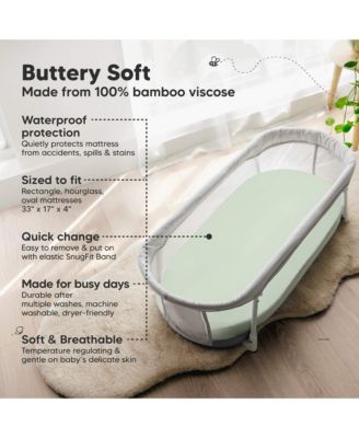 2-Pack Isla Waterproof Bassinet Sheets for Boy, Girl, Baby Fitted Bassinet Mattress Protector Cover