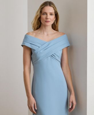 Crepe Off-the-Shoulder Gown