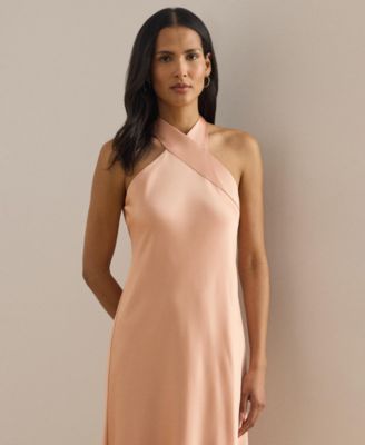 Satin Charmeuse Halter Cocktail Dress