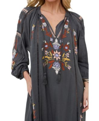 Women's Elisa Kaftan Style Embroidered Maxi Dress