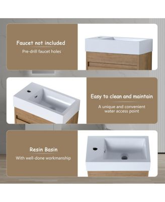 18" Wall Mounted Bathroom Vanity with Resin Sink, Soft Close Door & Ample Storage for Small Spaces