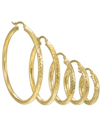Diamond Cut Hoop Earrings in 10k Yellow Gold